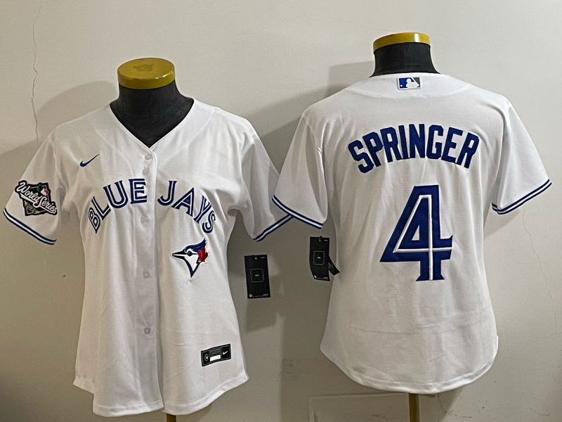 Women 2025 Toronto Blue Jays #4 Springer  white Game Nike MLB Jersey style 002